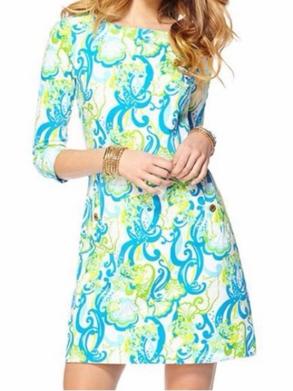 Lilly Pulitzer Aqua & Lime Printed Shift Dress